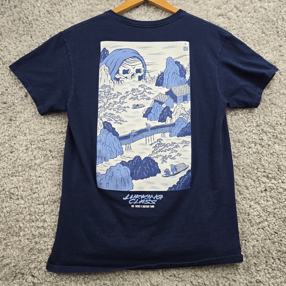 Lurking Class Shirt Mens Medium Blue Graphic Skeleton Tee Short Sleeve READ - Picture 1 of 9